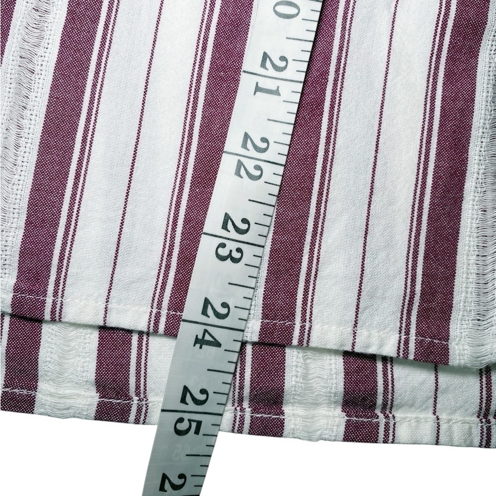 New Directions Burgandy & White Striped Short Sleeve Top - Picture 11 of 12